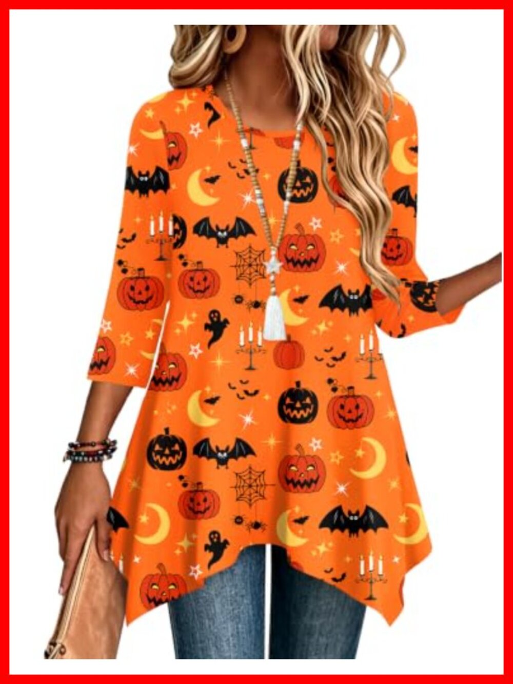 Zeagoo Womens 3/4 Sleeve Tunic Top Loose Fit Dressy Blouse
